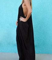 photo Boho Sleeveless Halter Loose Fit Maxi Dress by OASAP, color Black - Image 3