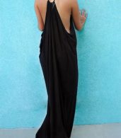 photo Boho Sleeveless Halter Loose Fit Maxi Dress by OASAP, color Black - Image 4