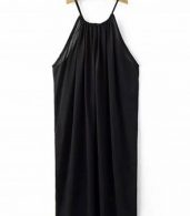 photo Boho Sleeveless Halter Loose Fit Maxi Dress by OASAP, color Black - Image 5
