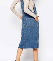 photo Buckle Strap Button Front Frayed Denim Overall Dress by OASAP, color Blue - Image 2