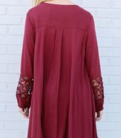 photo Burgundy Cut-out Front Lace Paneled Asymmetric Dress by OASAP, color Burgundy - Image 2