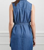 photo Button Down Sleeveless Denim Mini Dress with Belt by OASAP, color Blue - Image 2