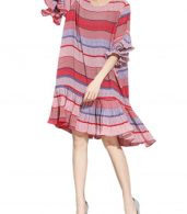 photo Casual Half Sleeve Knee Length Ruffled Dress by OASAP, color Multi - Image 1