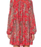 photo Casual Lace-Up Front Floral Printing Chiffon Dress by OASAP, color Red - Image 2