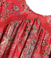 photo Casual Lace-Up Front Floral Printing Chiffon Dress by OASAP, color Red - Image 5