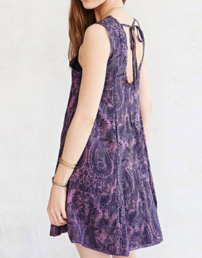 photo Casual Printed Backless A-Line Chiffon Mini Dress by OASAP, color Purple - Image 2