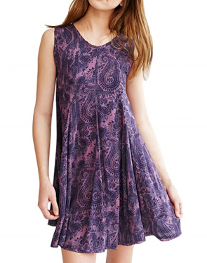 photo Casual Printed Backless A-Line Chiffon Mini Dress by OASAP, color Purple - Image 1