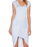 photo Casual Sleeveless Knot Front Summer Bodycon Dress by OASAP, color Light Blue - Image 1