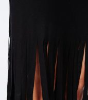 photo Casual Summer Short Sleeve Tassel Hem Black Dress by OASAP, color Black - Image 4