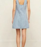 photo Casual V-Neck Sleeveless Cut OuT-Back Denim Dress by OASAP, color Light Blue - Image 3