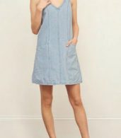 photo Casual V-Neck Sleeveless Cut OuT-Back Denim Dress by OASAP, color Light Blue - Image 4