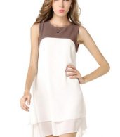 photo Chic Color Block Chiffon Dress by OASAP, color Coffee White - Image 9