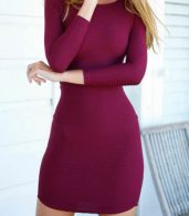photo Chic Cut-ouT-Back Bodycon Dress by OASAP, color Burgundy - Image 1