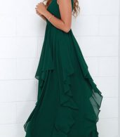 photo Chic Deep V-Neck Flouncing Chiffon Party Dress by OASAP - Image 2