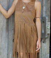 photo Chic Faux Suede Tasseled Dress by OASAP - Image 1