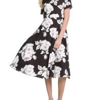 photo Chic Floral Print Boat Neck Short Sleeve Midi Dress by OASAP, color Multi - Image 1