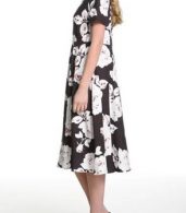 photo Chic Floral Print Boat Neck Short Sleeve Midi Dress by OASAP, color Multi - Image 3