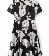 photo Chic Floral Print Boat Neck Short Sleeve Midi Dress by OASAP, color Multi - Image 4