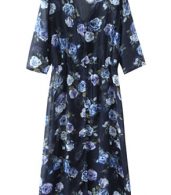 photo Chic Floral Print Sheer Chiffon Dress by OASAP, color Multi - Image 5