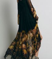 photo Chic Floral Printing Maxi Chiffon Dress by OASAP, color Black - Image 2