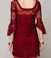 photo Chic Hollow Out Simple Color Scalloped Lace Dress by OASAP - Image 2