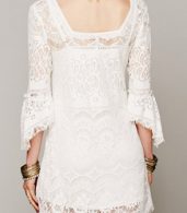 photo Chic Hollow Out Simple Color Scalloped Lace Dress by OASAP - Image 4