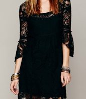 photo Chic Hollow Out Simple Color Scalloped Lace Dress by OASAP - Image 5