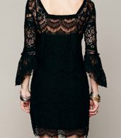 photo Chic Hollow Out Simple Color Scalloped Lace Dress by OASAP - Image 6