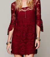 photo Chic Hollow Out Simple Color Scalloped Lace Dress by OASAP - Image 9