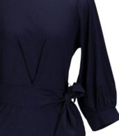photo Chic Lantern Sleeve Belted Slim Fit Midi Dress by OASAP, color Deep Blue - Image 5