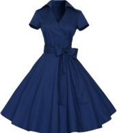 photo Chic Stand Collar Bow Waist A-line Dress by OASAP - Image 1