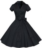 photo Chic Stand Collar Bow Waist A-line Dress by OASAP - Image 3