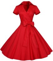 photo Chic Stand Collar Bow Waist A-line Dress by OASAP - Image 5