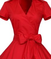 photo Chic Stand Collar Bow Waist A-line Dress by OASAP - Image 7