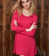 photo Chic Stretch knit Trapeze Dress by OASAP, color Burgundy - Image 2