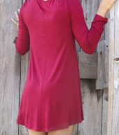 photo Chic Stretch knit Trapeze Dress by OASAP, color Burgundy - Image 4