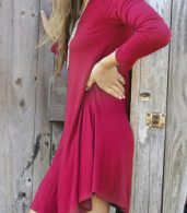 photo Chic Stretch knit Trapeze Dress by OASAP, color Burgundy - Image 5