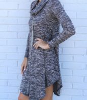 photo Chic Turtleneck Asymmetrical Hem Knit Dress by OASAP, color Grey - Image 3