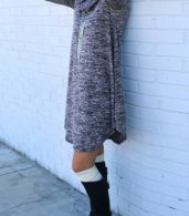 photo Chic Turtleneck Asymmetrical Hem Knit Dress by OASAP, color Grey - Image 4