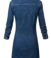photo Classic Button Front Breasted Pocket Slim Fit Denim Dress by OASAP, color Blue - Image 5
