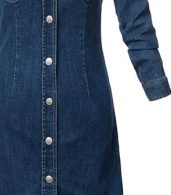 photo Classic Button Front Breasted Pocket Slim Fit Denim Dress by OASAP, color Blue - Image 7
