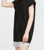 photo Classic Color Block Turn Down Collar Loose Fit Dress by OASAP, color Black White - Image 2