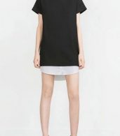 photo Classic Color Block Turn Down Collar Loose Fit Dress by OASAP, color Black White - Image 3