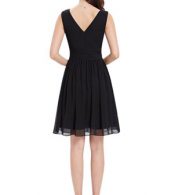 photo Classic Double V-Neck Ruched Waist Short Cocktail Party Dress by OASAP - Image 2