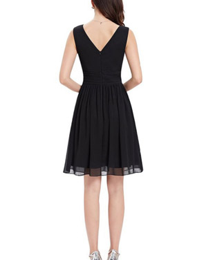 photo Classic Double V-Neck Ruched Waist Short Cocktail Party Dress by OASAP - Image 2