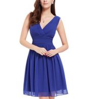 photo Classic Double V-Neck Ruched Waist Short Cocktail Party Dress by OASAP - Image 16