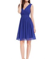 photo Classic Double V-Neck Ruched Waist Short Cocktail Party Dress by OASAP - Image 19
