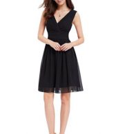 photo Classic Double V-Neck Ruched Waist Short Cocktail Party Dress by OASAP - Image 3