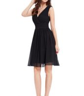 photo Classic Double V-Neck Ruched Waist Short Cocktail Party Dress by OASAP - Image 4