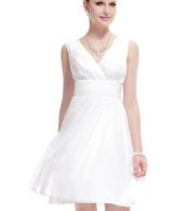 photo Classic Double V-Neck Ruched Waist Short Cocktail Party Dress by OASAP - Image 6